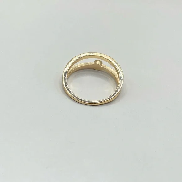 Gold Tone Crystal Double Band Delicate Ring - Picture 5 of 7
